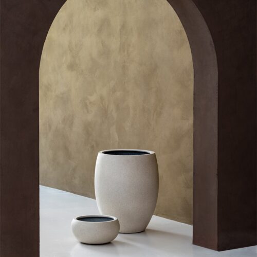 Luca Lifestyle | Pflanzkübel Grigio Low Balloon 55×25 | Antikweiß