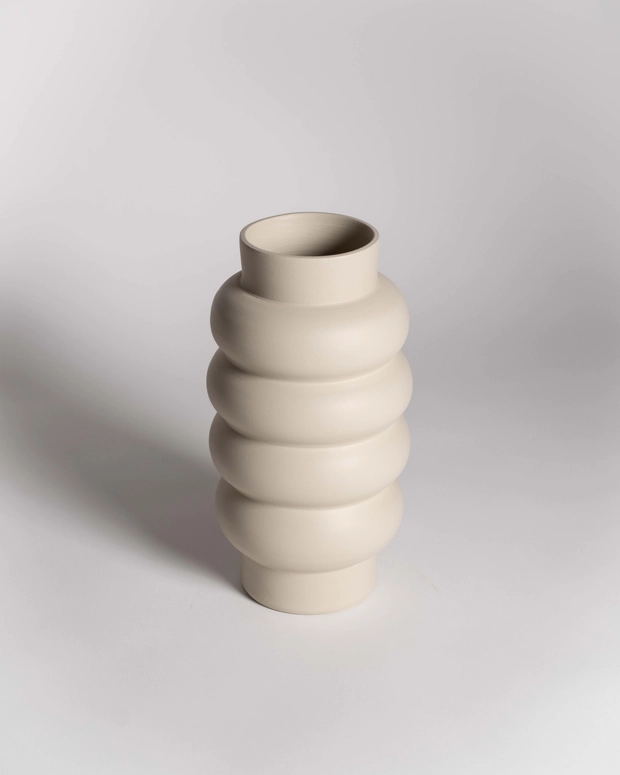 O Cactuu Loop Vase Keramik handgefertigt, Off-White