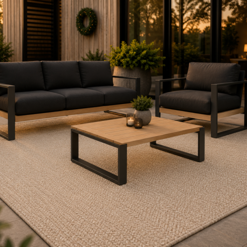 Outdoor-Teppich von KANSŌ Outdoor mit Loungemöbeln