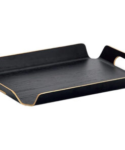 Serviertablett mit Griffen, Holz/Wengefurnier, schwarz – 44,5 x 33,5 cm