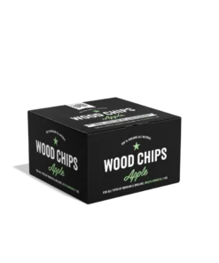 Holy Smoke Wood Chips Apfel – schwarze Verpackung mit Räucherchips