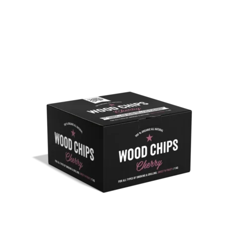 Holy Smoke Wood Chips Kirsche – schwarze Verpackung mit Räucherchips