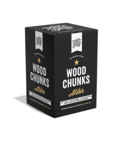 Holy Smoke Wood Chunks Erle – schwarze Verpackung mit Räucherholz