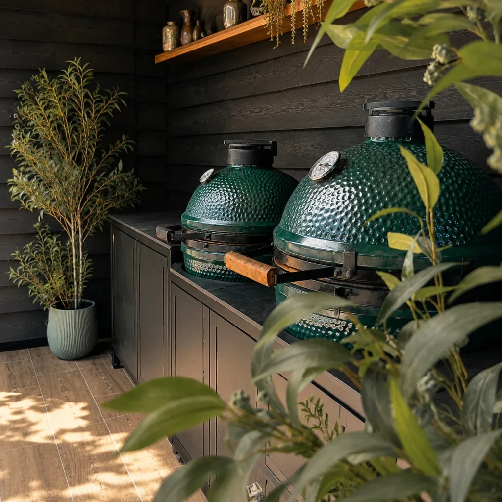 Zwei Kamado Keramikgrills integriert in eine KANSŌ Outdoorküche