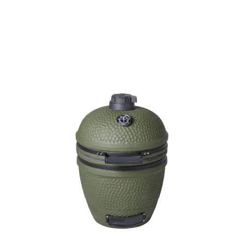 Moddern Kamado Keramikgrill in Grün, Frontansicht mit geschlossenem Deckel