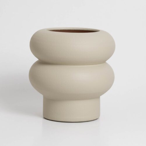 O Cactuu Ripple Vase klein in Off-White, handgefertigte Keramik