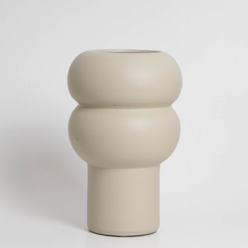 O Cactuu Ripple Vase groß in Off-White, handgefertigte Keramik