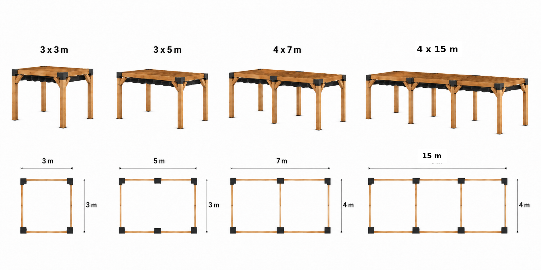 Maße und Höhen der Pergola nach Maß