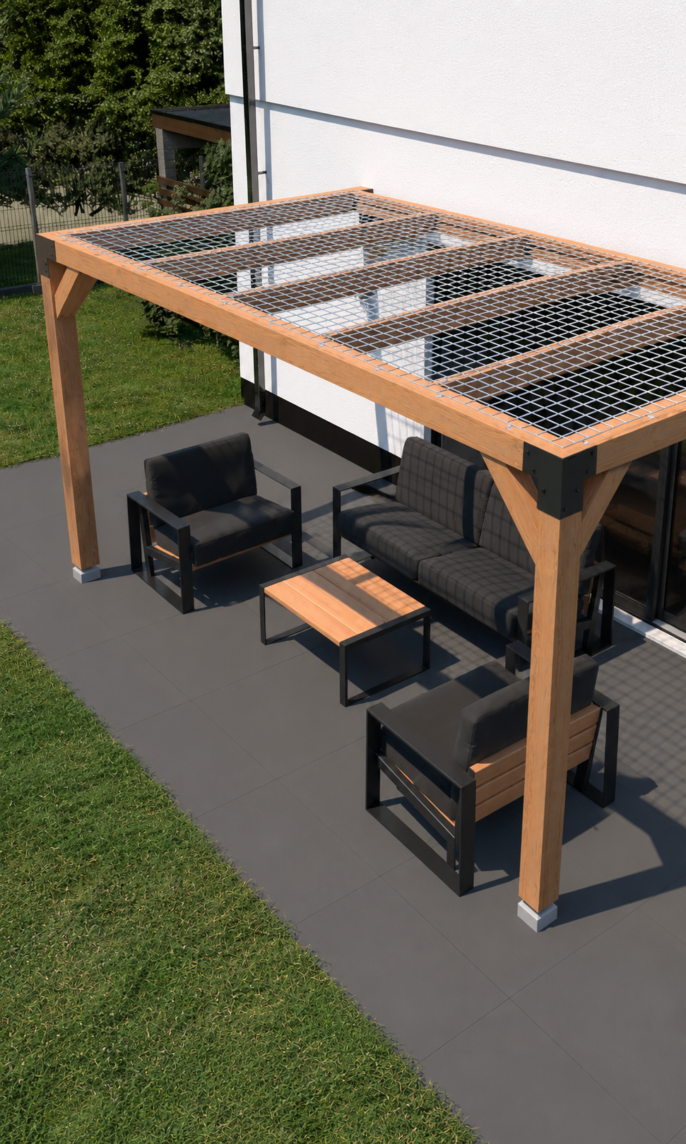 Pergola mit Rankgitter für Kletterpflanzen