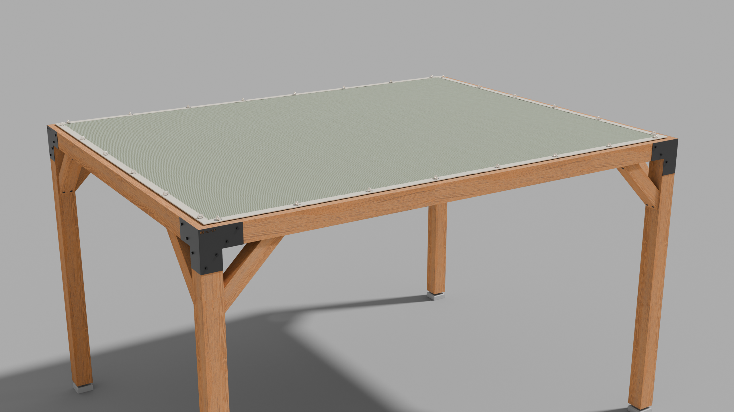 Straff gespanntes Sonnensegel für die Pergola