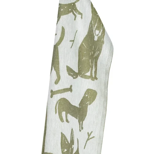 Koirapuisto Handtuch Leinen · Weiß–Oliv 46 × 70 cm · Lapuan