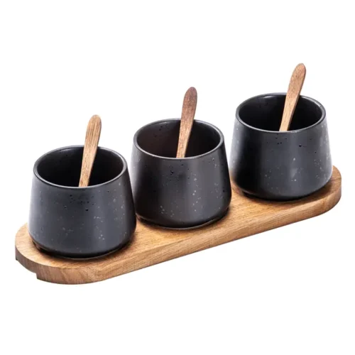 Ladelle | Elemente Onyx 7-teiliges Löffel-, Schüssel- und Tablett-Set