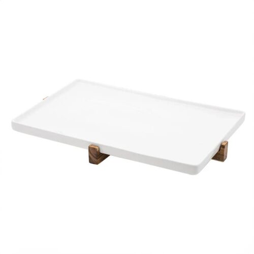 Ladelle Alto Oven to Table Backblech aus Porzellan mit Akazien-Untersetzer