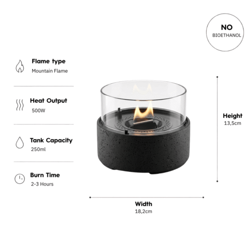 Tenderflame Café 18 Tischfeuer Lava Black