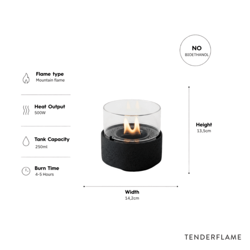 Tenderflame Café 14 Tischfeuer Lava Black