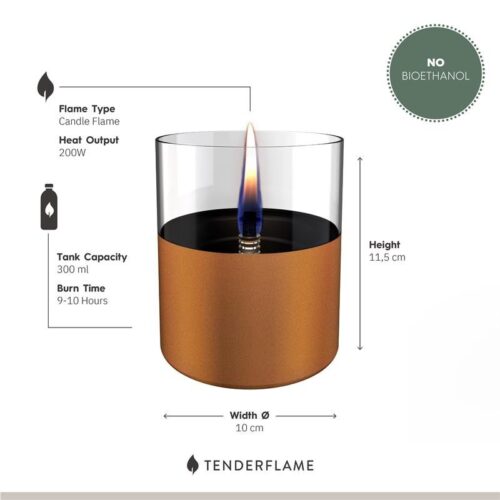Tenderflame Lilly 10 Geschenkset inkl. 0,5 L Tenderfuel Kupfer