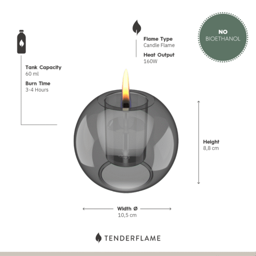 Tenderflame Globus 10 Tischfeuer Graphite
