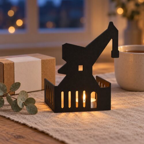 Alter Kran Lüneburg Windlicht als Geschenk – Lüneburg Souvenir mit Geschenkbox, Weihnachten