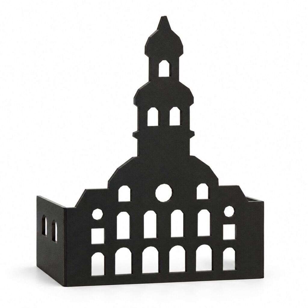 Rathaus Lüneburg als Windlicht aus Stahl mit Teelicht