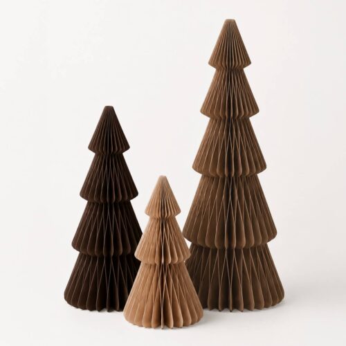 Papurism | Papier-Weihnachtsbäume 3er-Set | Sand, Braun & Kaffee