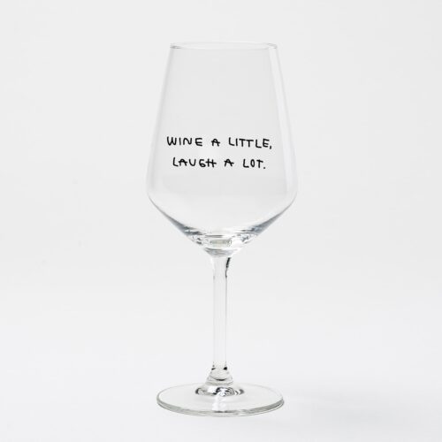 Weinglas „Wine A Little, Laugh A Lot“ by Johanna Schwarzer × selekkt
