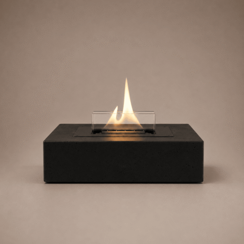 Tenderflame Daisy Tischfeuer aus Natural Concrete in Schwarz
