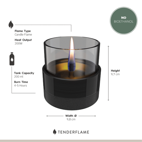 Tenderflame Rosie 10 Tischfeuer in Black Smoke Keramik