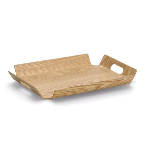 Zeller Present Serviertablett mit Griffen, Holz/Eichefurnier, natur, 44,5 x 33,5 cm