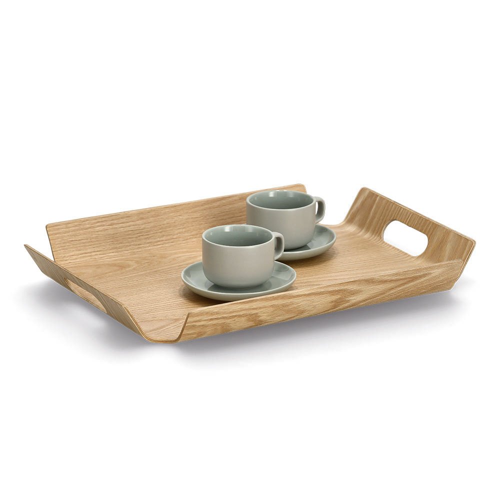 Zeller Present Serviertablett mit Griffen, Holz/Eichefurnier, natur, 44,5 x 33,5 cm