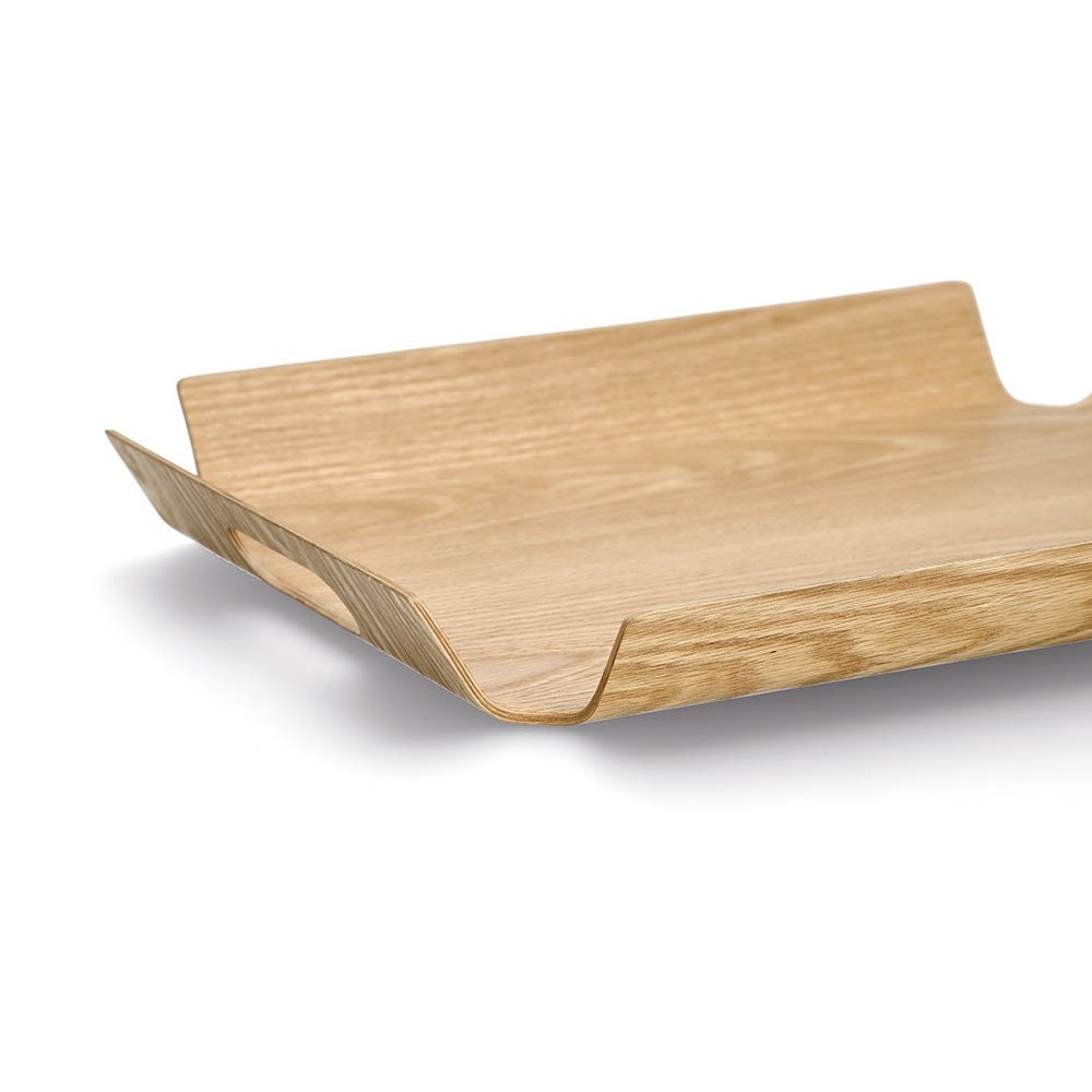 Zeller Present Serviertablett mit Griffen, Holz/Eichefurnier, natur, 44,5 x 33,5 cm
