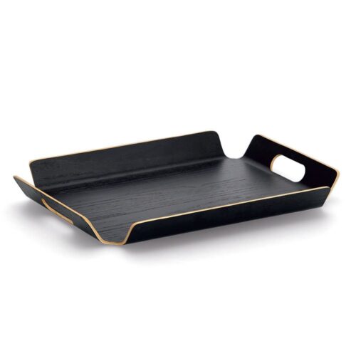 Zeller Present Serviertablett mit Griffen, Holz/Wengefurnier, schwarz, 44,5 x 33,5 cm